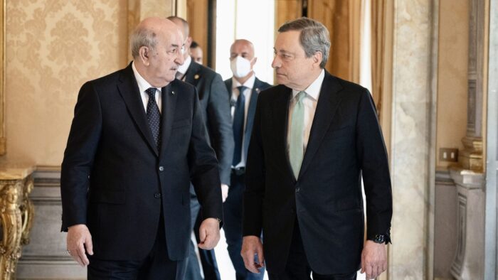 Incontro del Presidente Draghi con il Presidente Tebboune a Palazzo Chigi. Foto Palazzo Chigi.